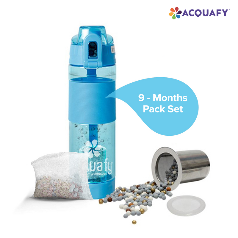 9-Months Replacement Cartridge Kit for Acquafy - Alkaline Water Bottle 650ml