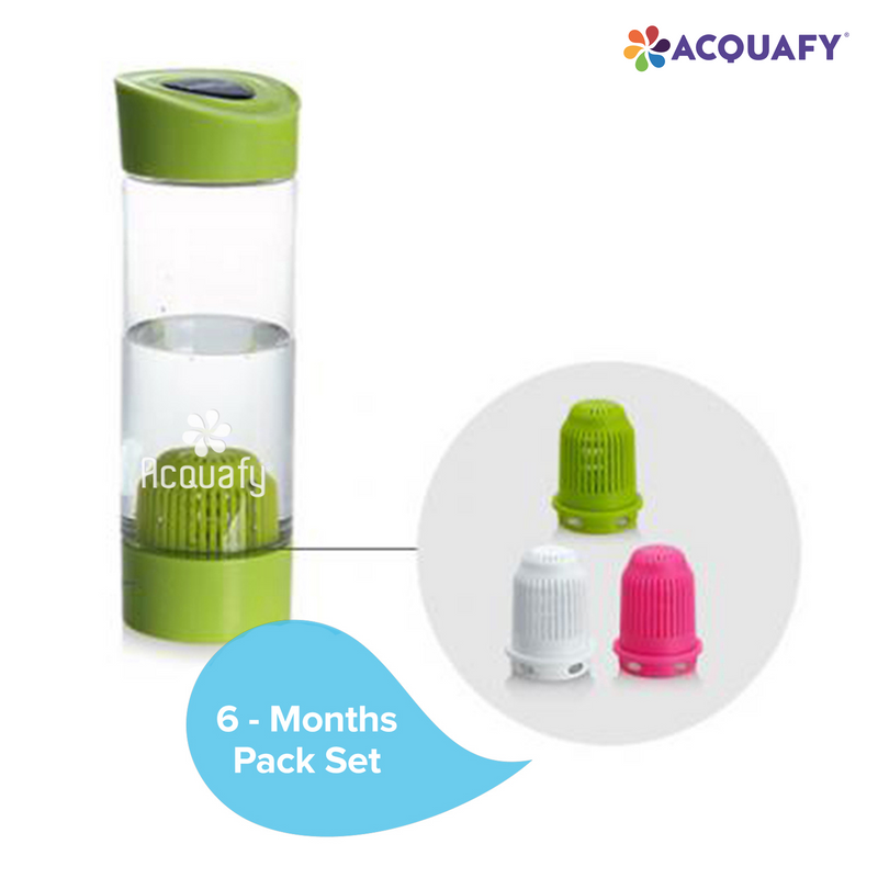 6-Months Replacement Cartridge Kit for Acquafy - Alkaline Water Bottle 550ml